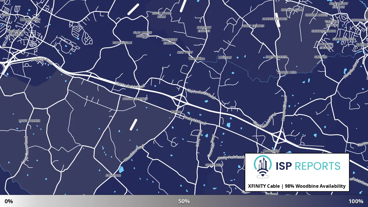 Woodbine, MD map of internet availability