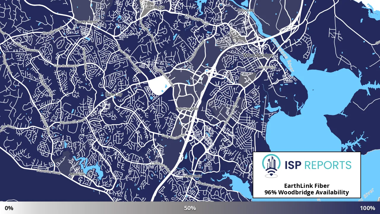 Woodbridge, VA map of internet availability