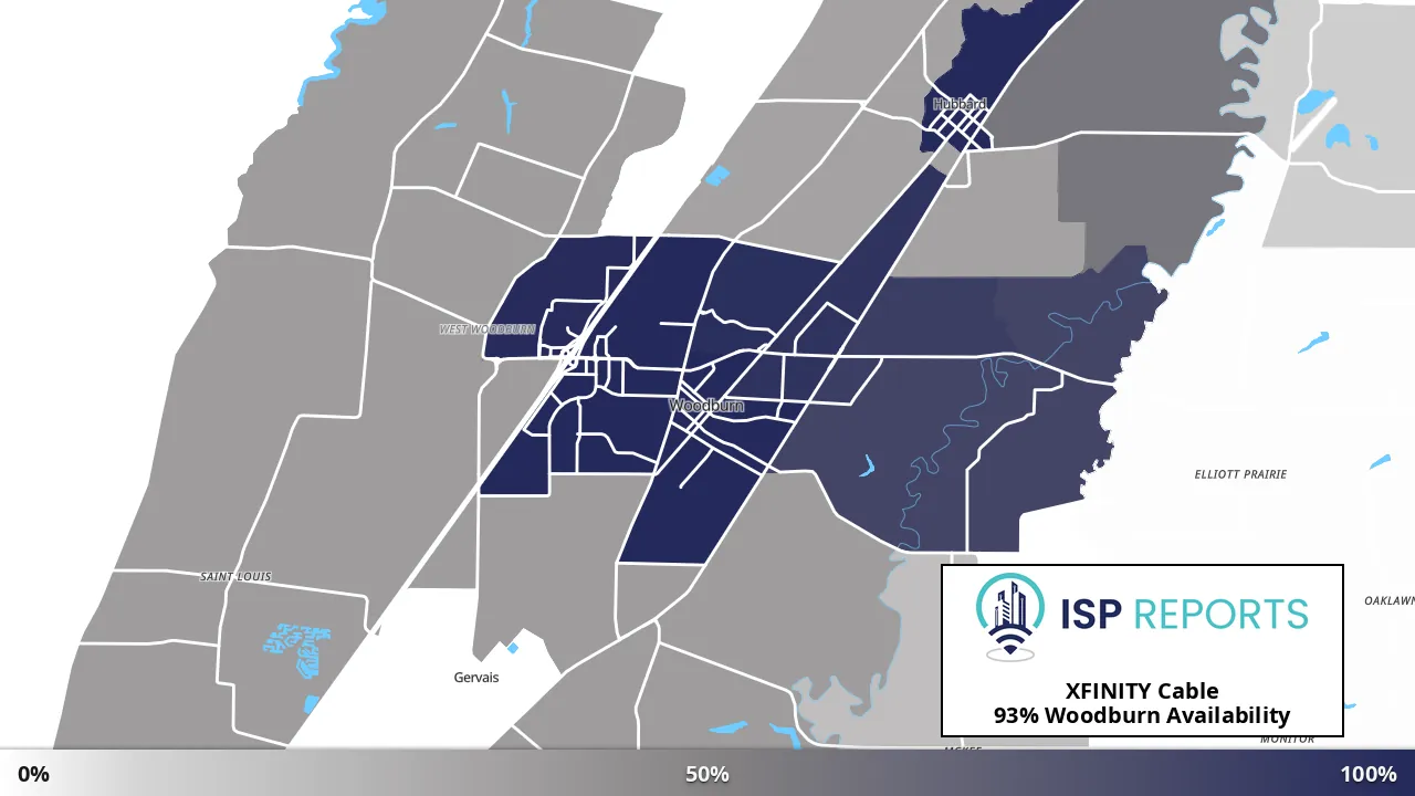 Woodburn, OR map of internet availability