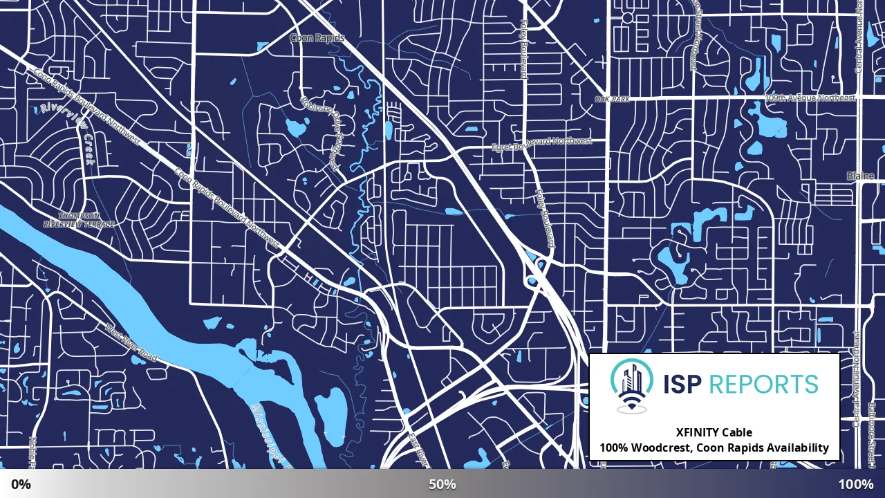 Woodcrest, Coon Rapids, MN map of internet availability