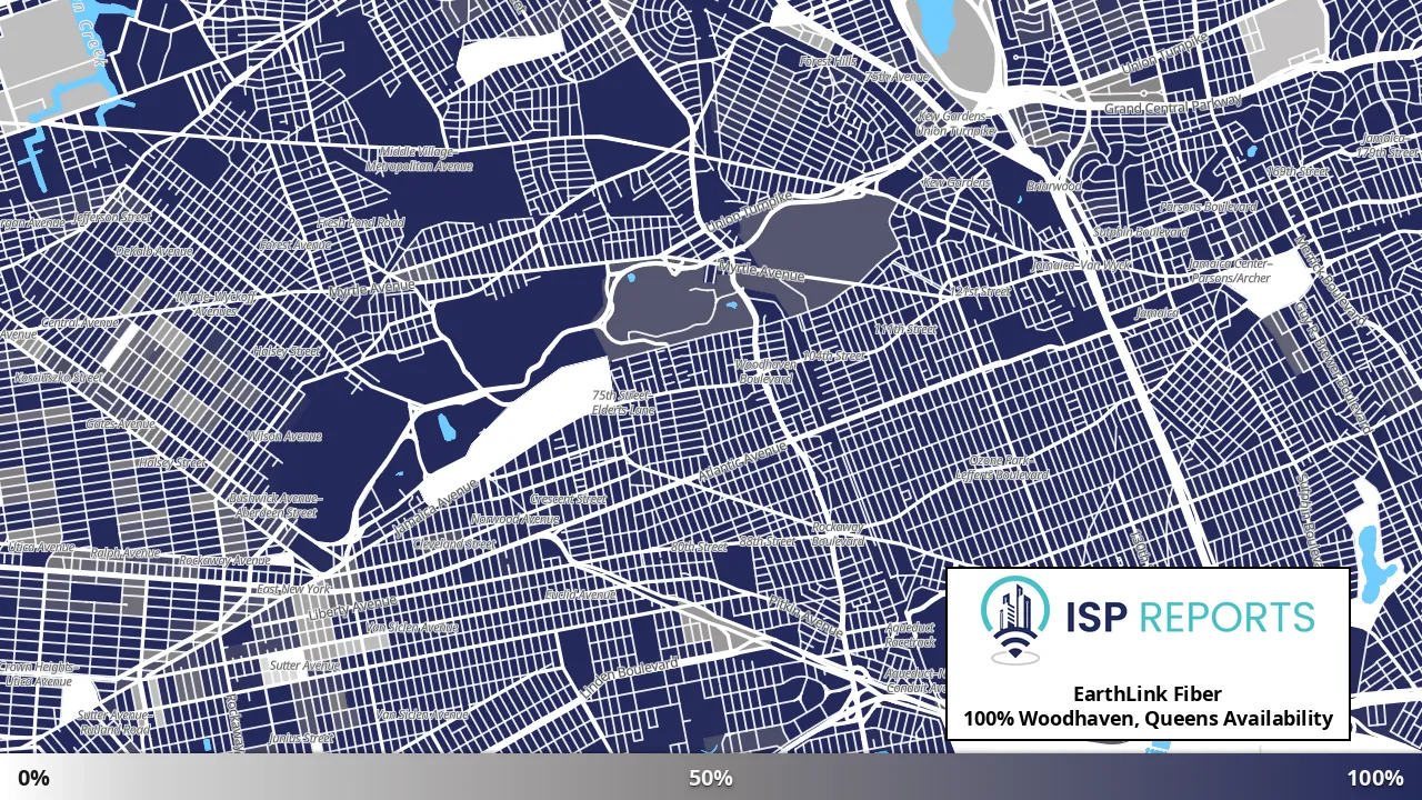 Woodhaven, Queens, NY map of internet availability