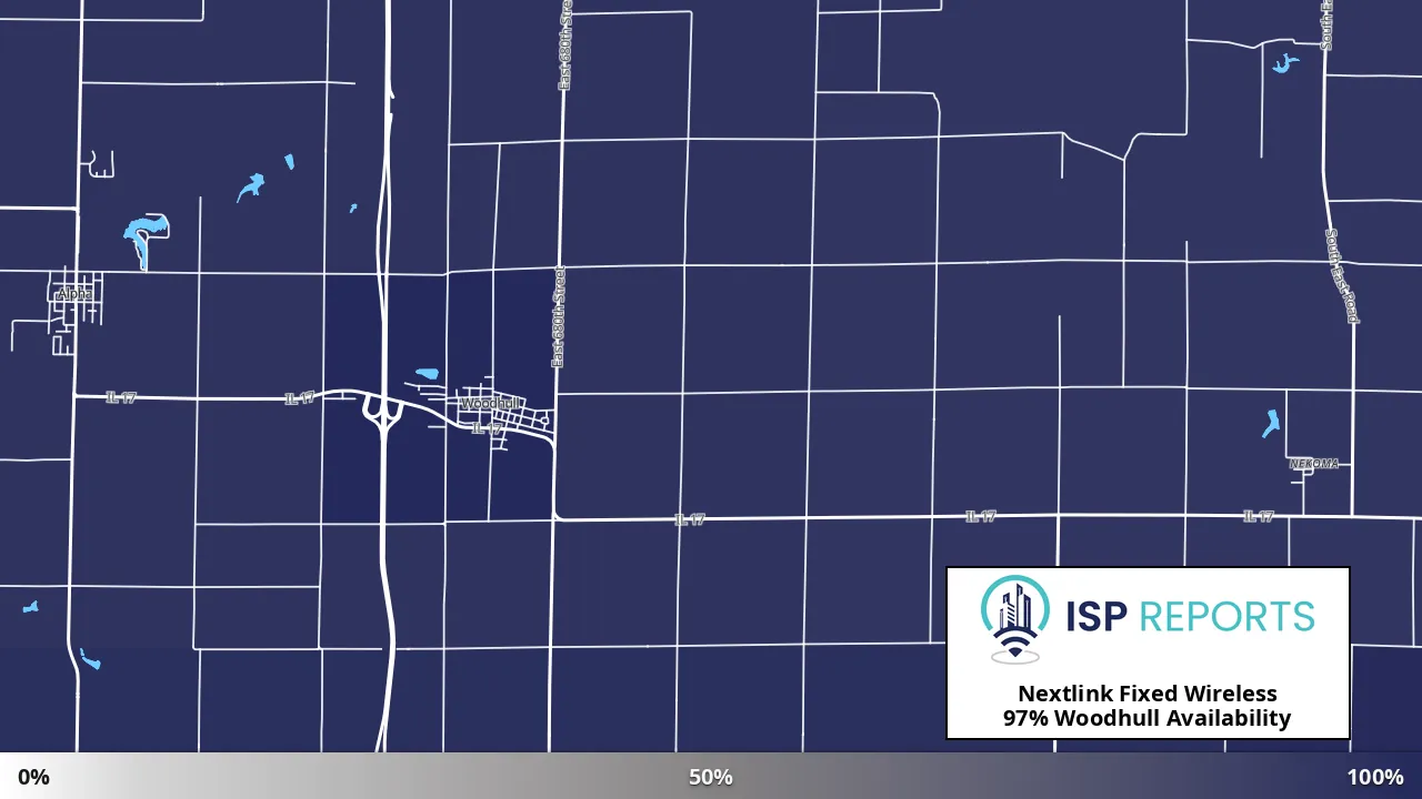 Woodhull, IL map of internet availability