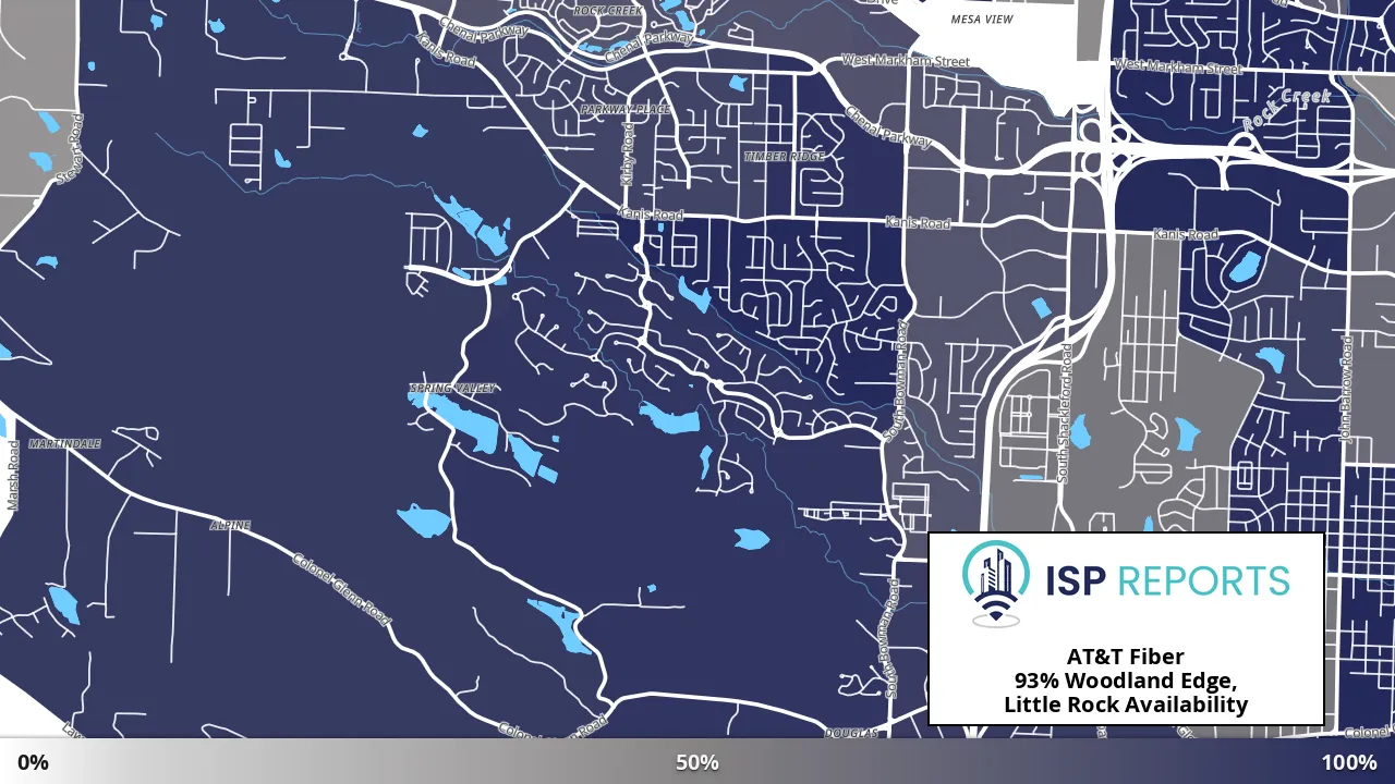 Woodland Edge, Little Rock, AR map of internet availability