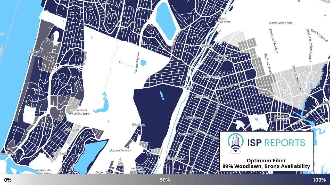 Woodlawn, Bronx, NY map of internet availability