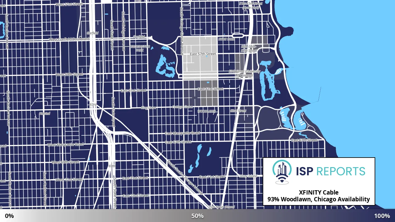 Woodlawn, Chicago, IL map of internet availability