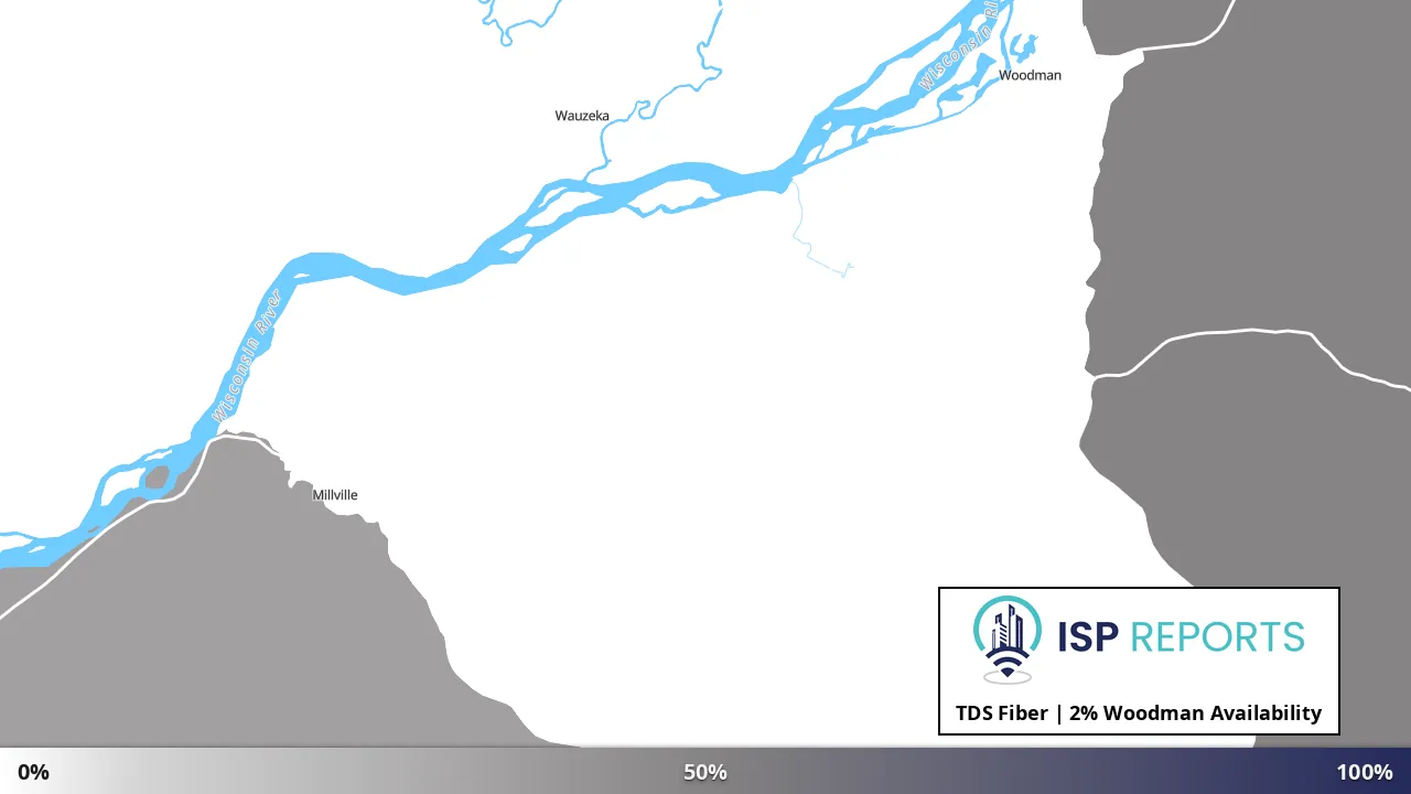 Woodman, WI map of internet availability