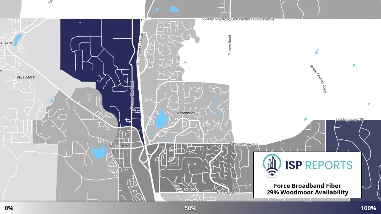 Woodmoor, CO map of internet availability