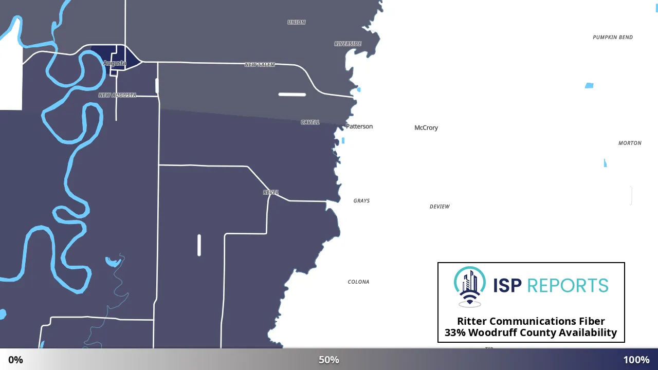 Woodruff County, AR map of internet availability