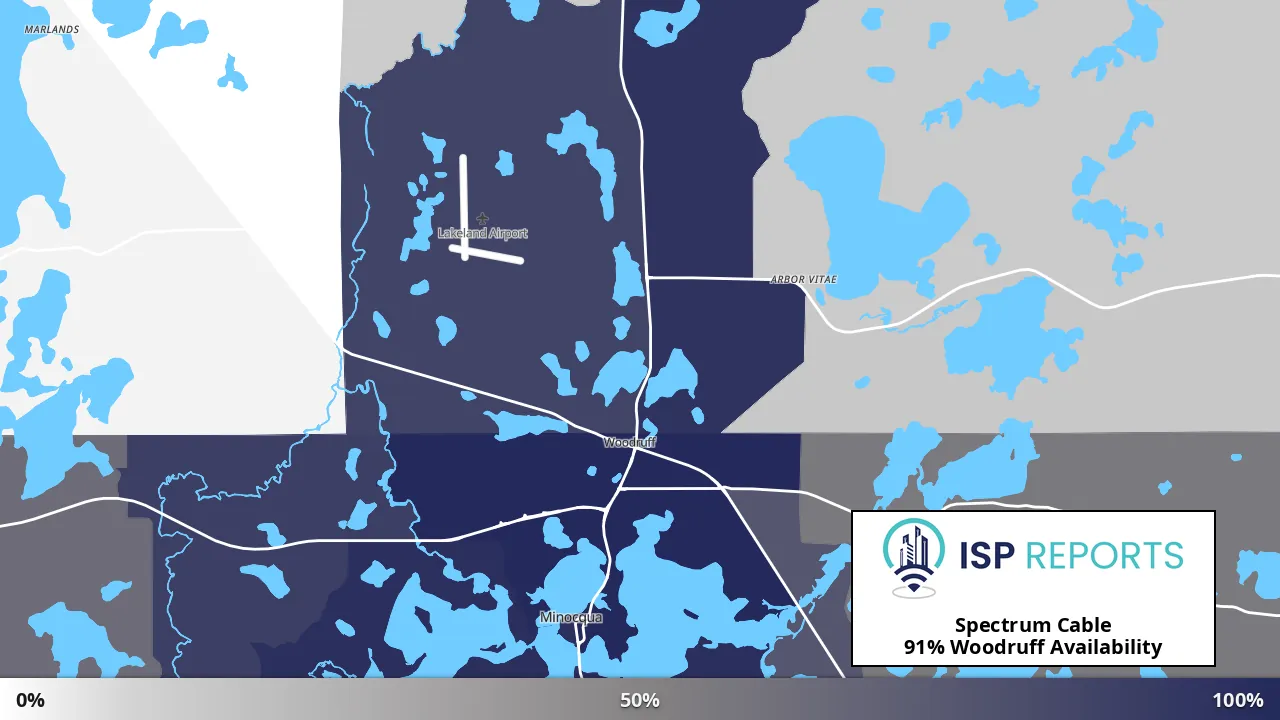 Woodruff, WI map of internet availability