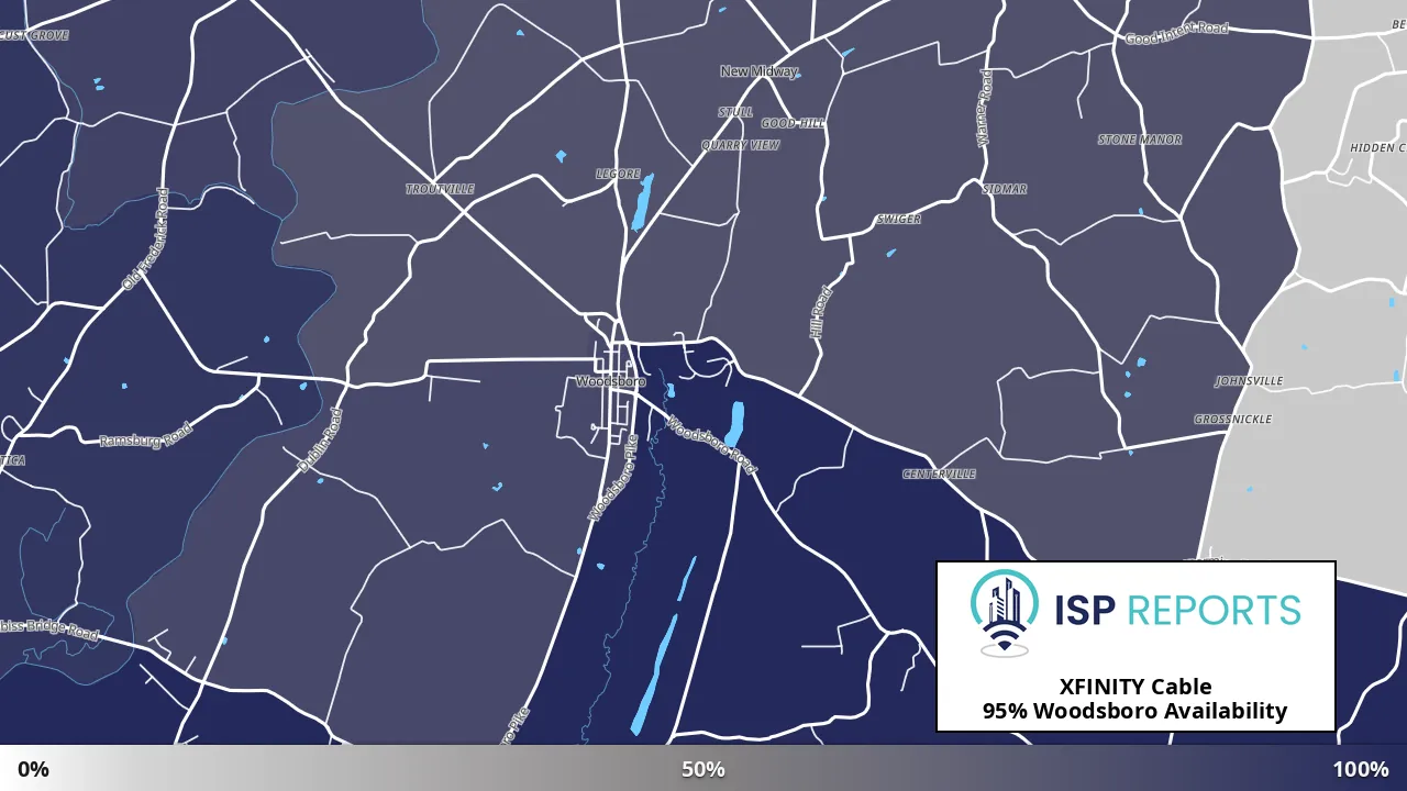 Woodsboro, MD map of internet availability