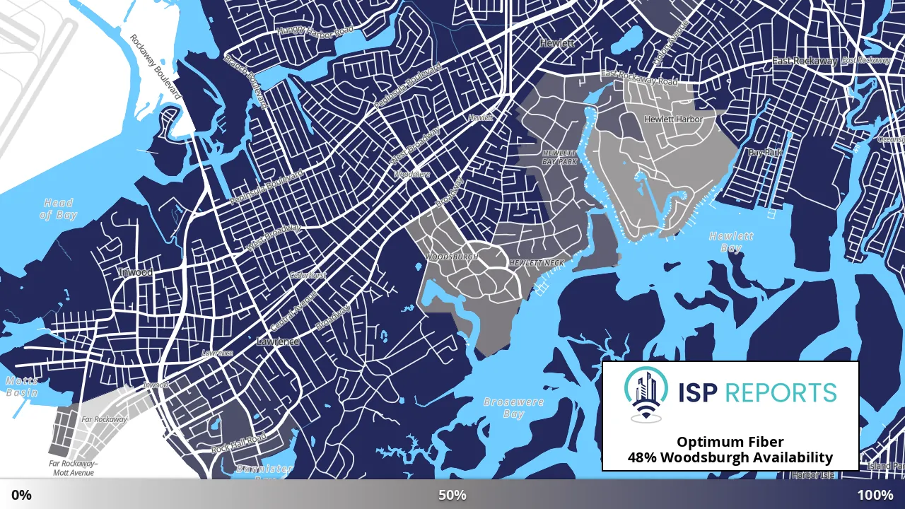 Woodsburgh, NY map of internet availability