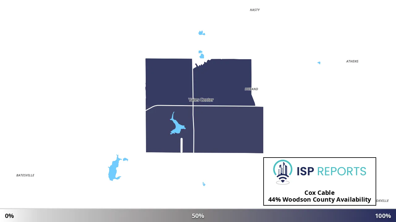 Woodson County, KS map of internet availability