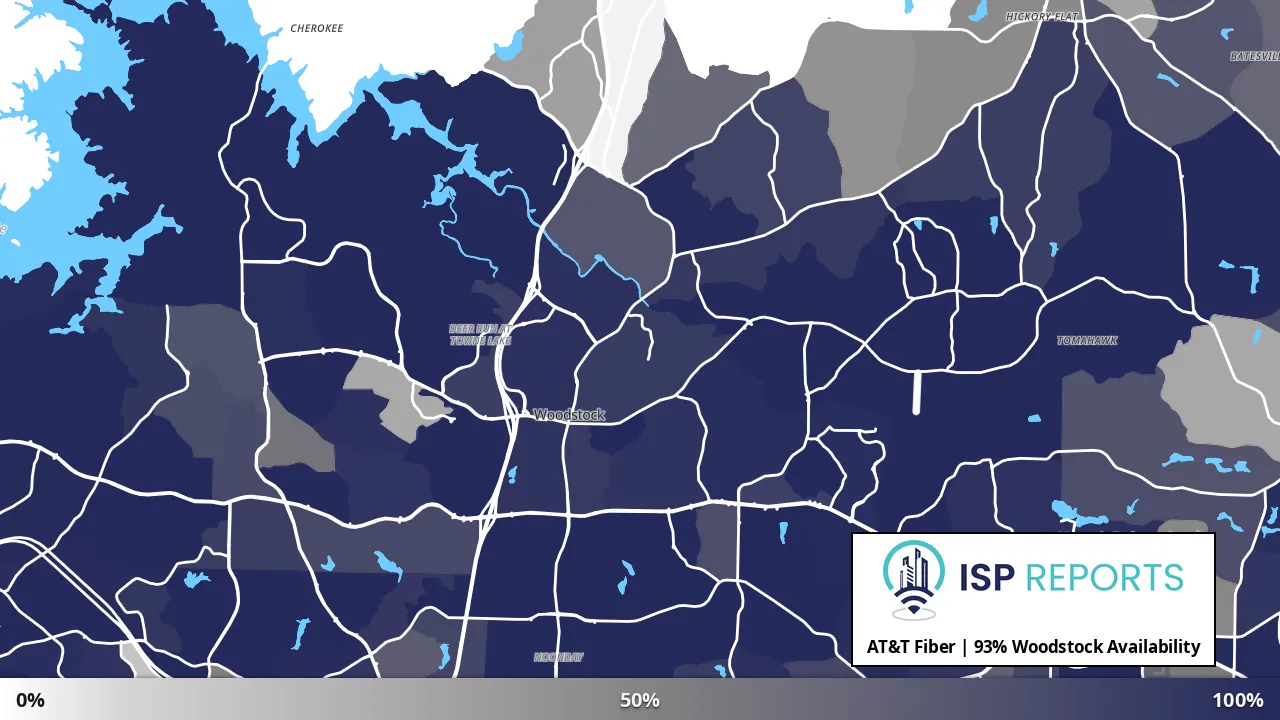 Woodstock, GA map of internet availability