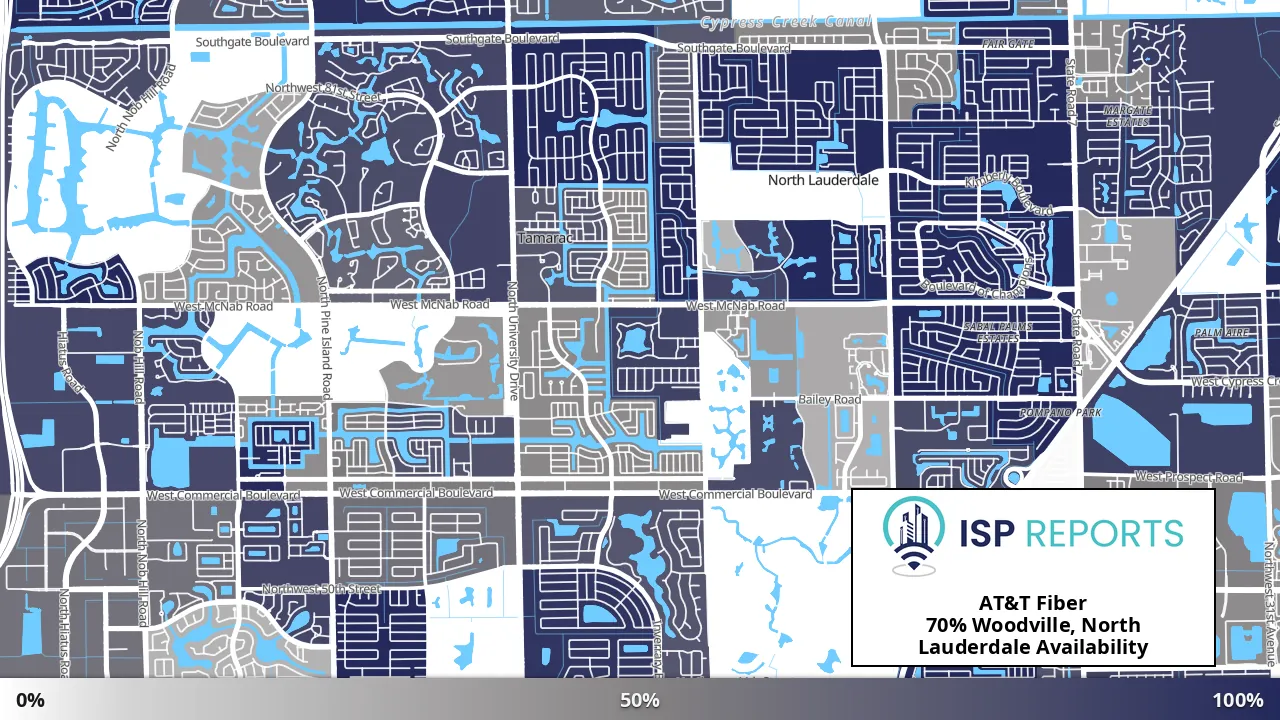 Woodville, North Lauderdale, FL map of internet availability