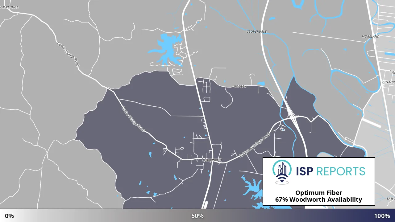 Woodworth, LA map of internet availability
