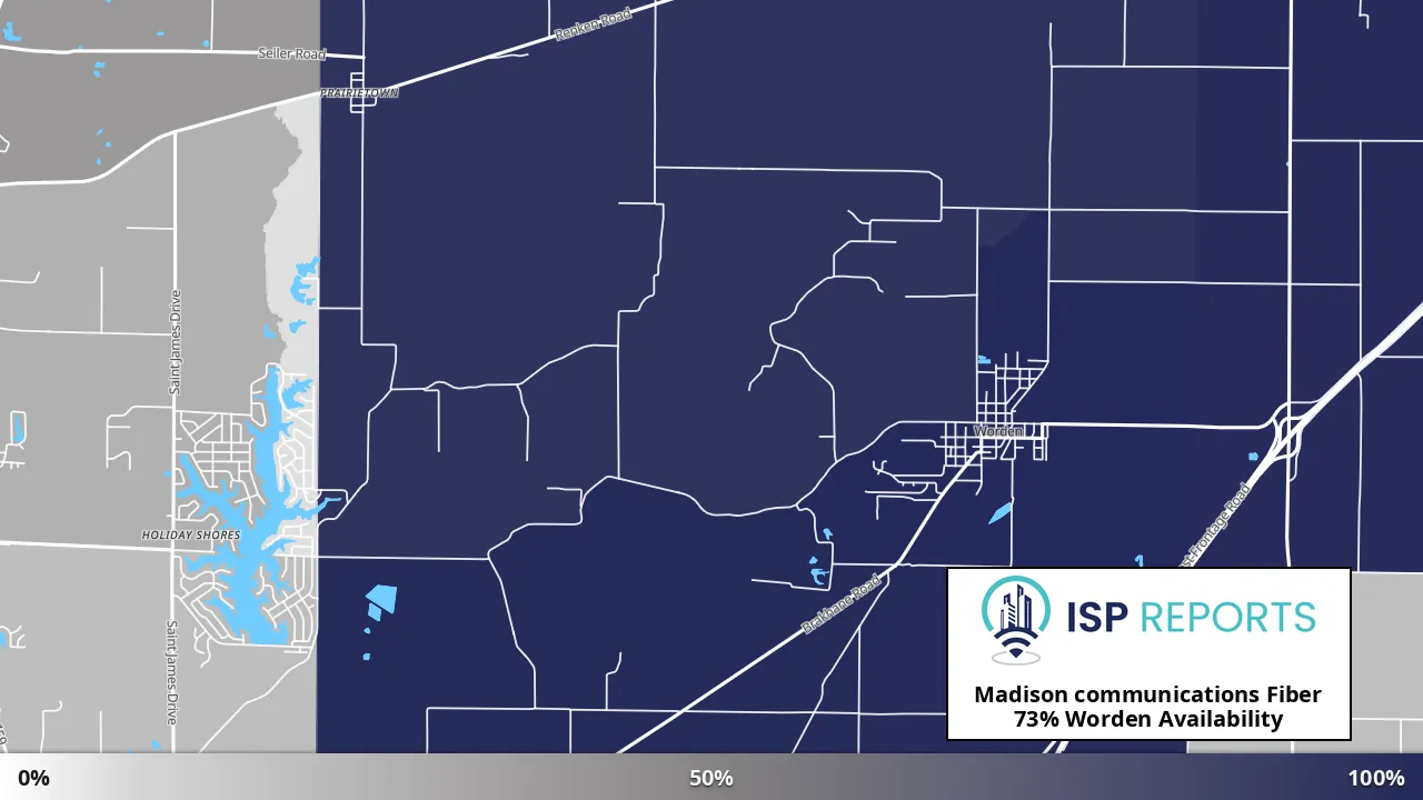 Worden, IL map of internet availability