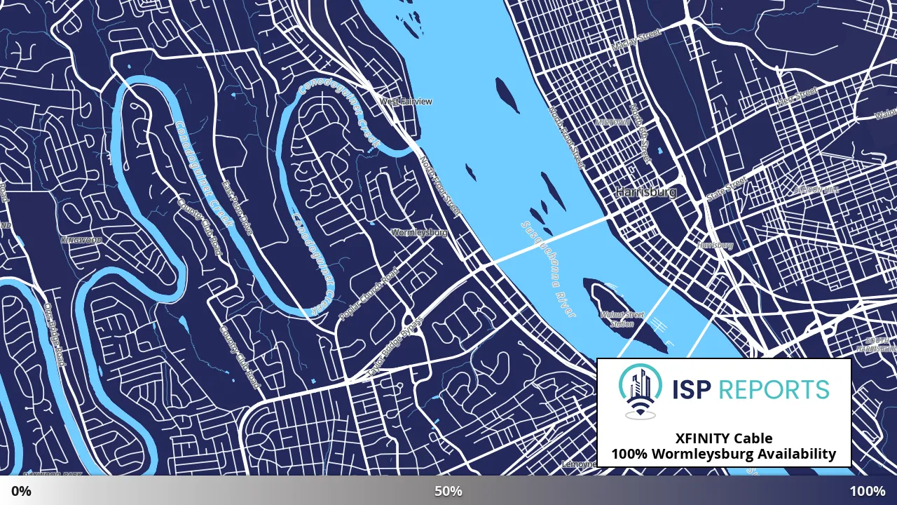 Wormleysburg, PA map of internet availability