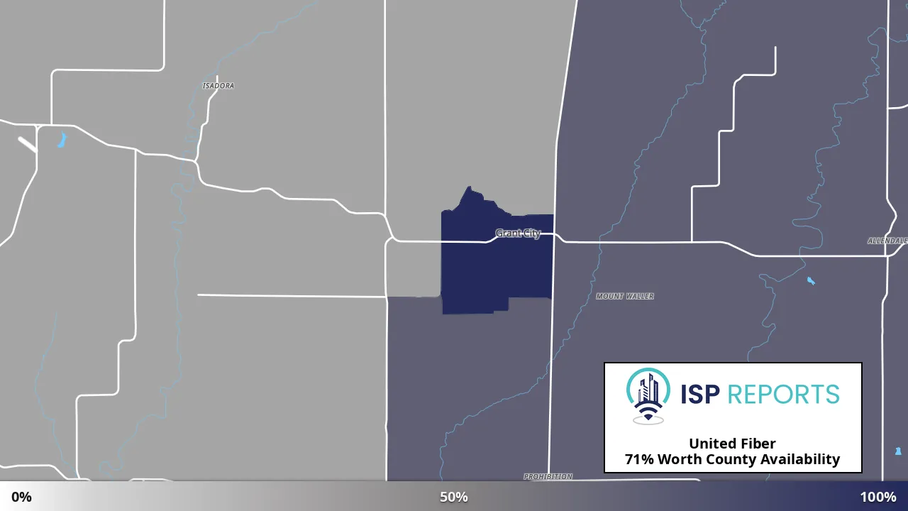 Worth County, MO map of internet availability