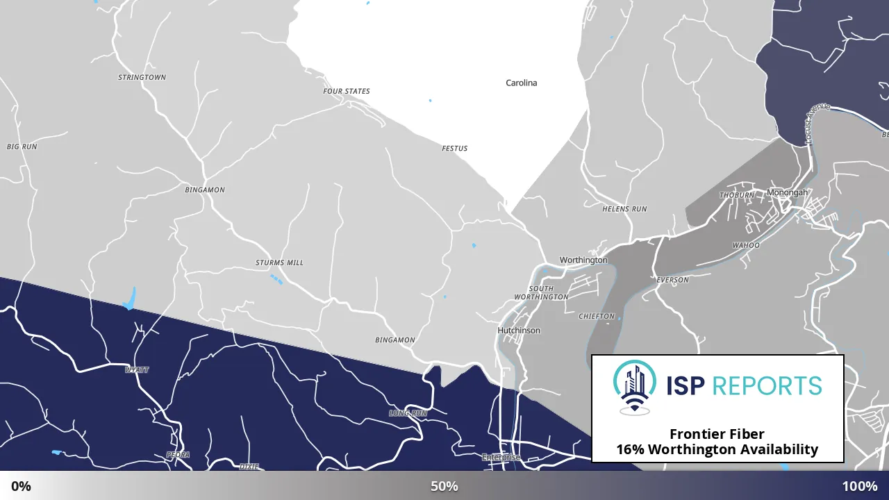 Worthington, WV map of internet availability