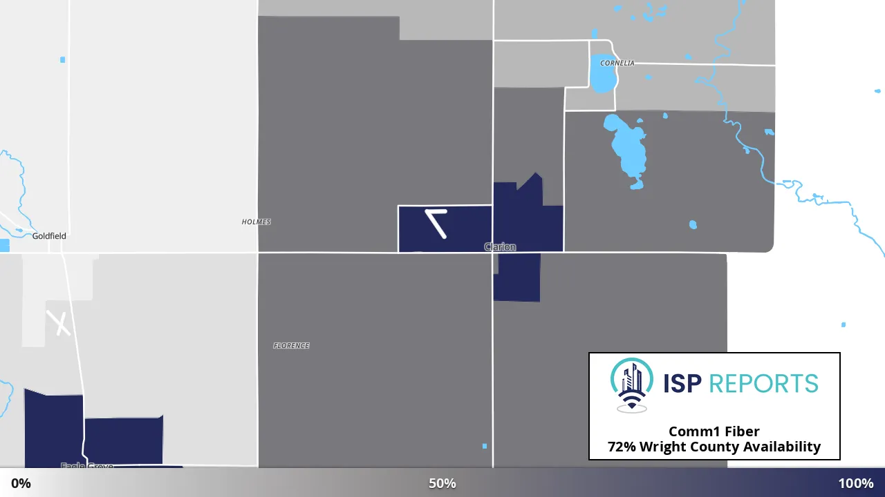 Wright County, IA map of internet availability