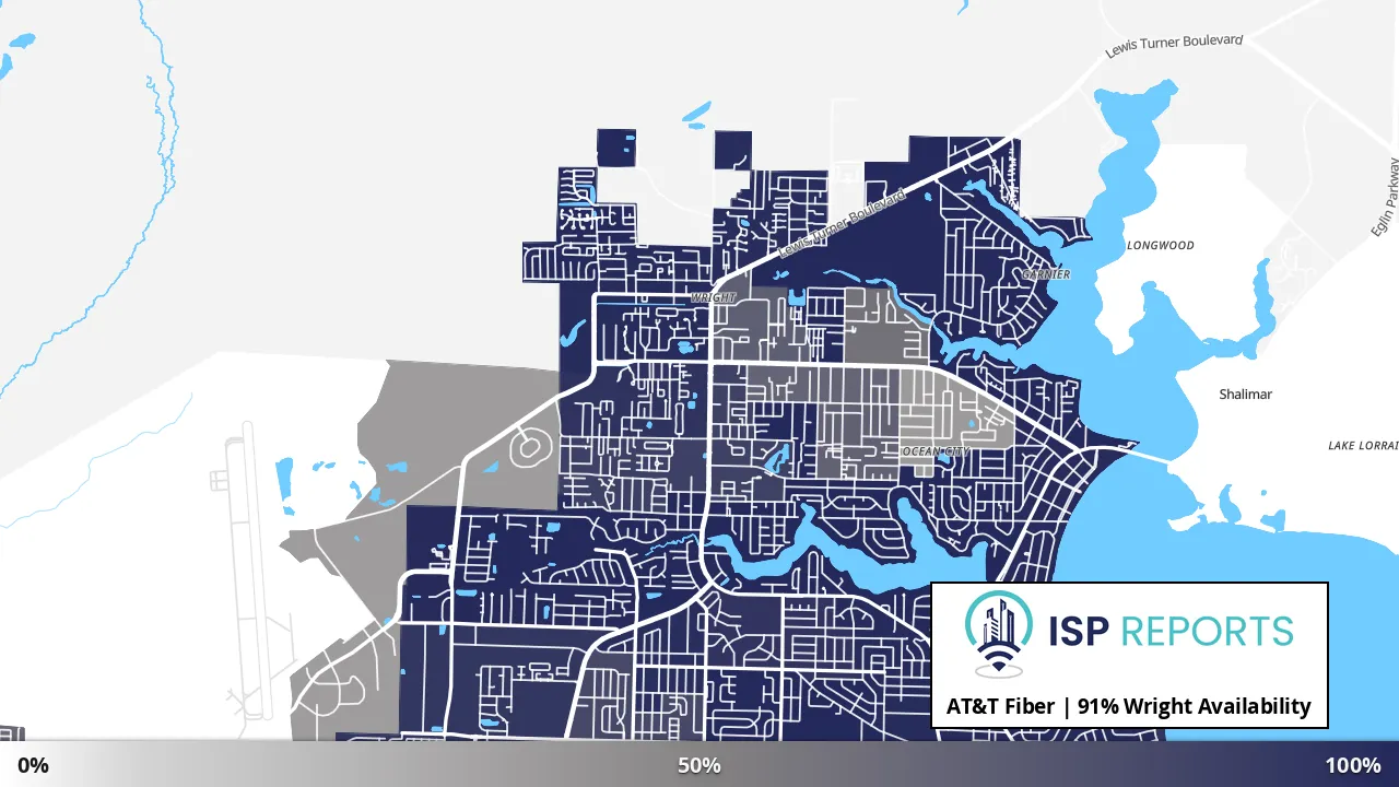 Wright, FL map of internet availability