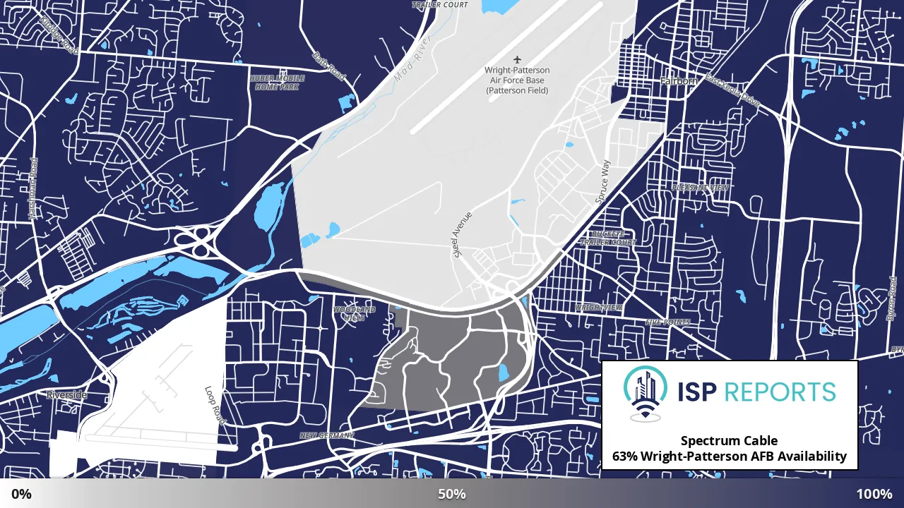 Wright-Patterson AFB, OH map of internet availability
