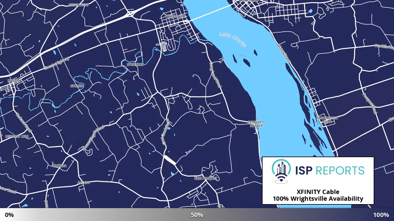Wrightsville, PA map of internet availability