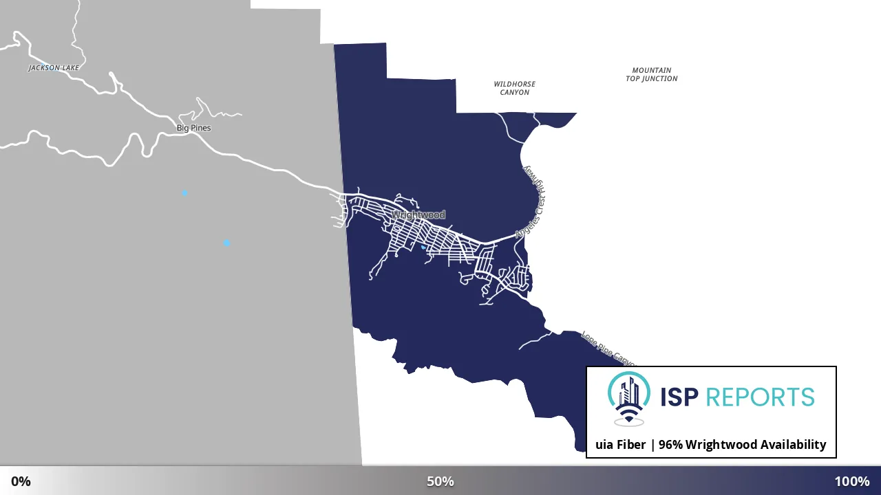 Wrightwood, CA map of internet availability