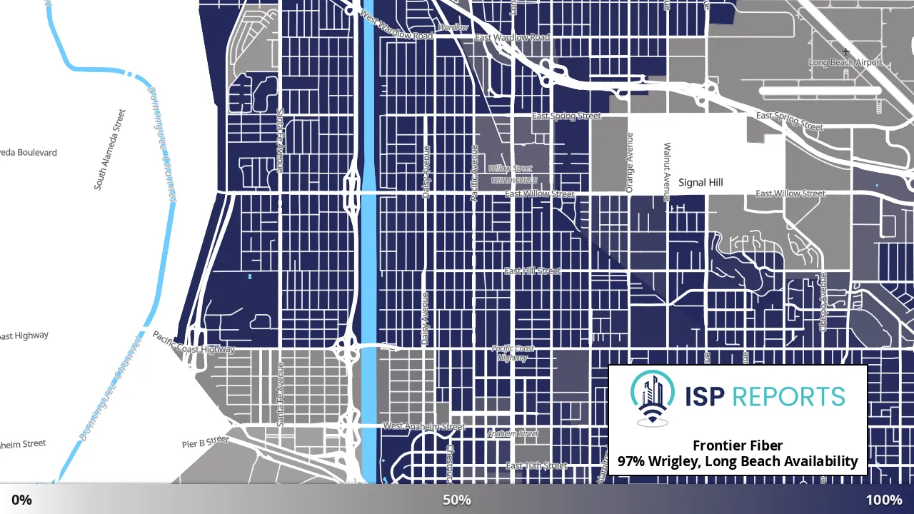 Wrigley, Long Beach, CA map of internet availability