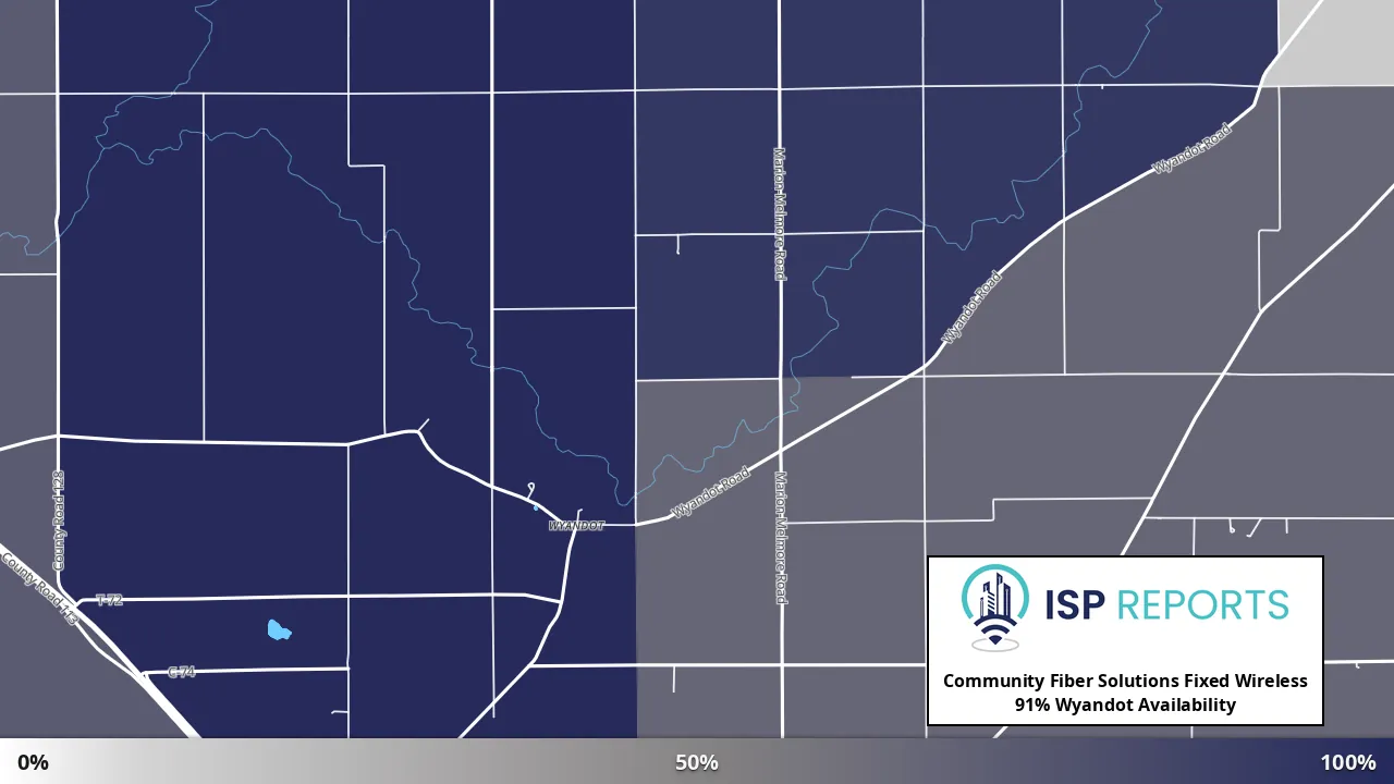 Wyandot, OH map of internet availability