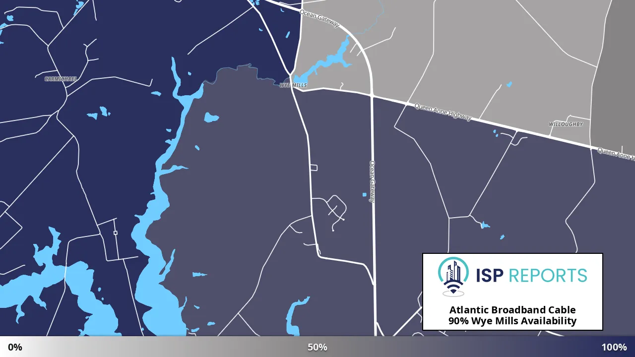 Wye Mills, MD map of internet availability
