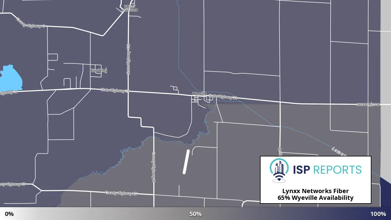 Wyeville, WI map of internet availability