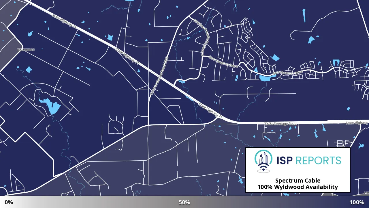 Wyldwood, TX map of internet availability