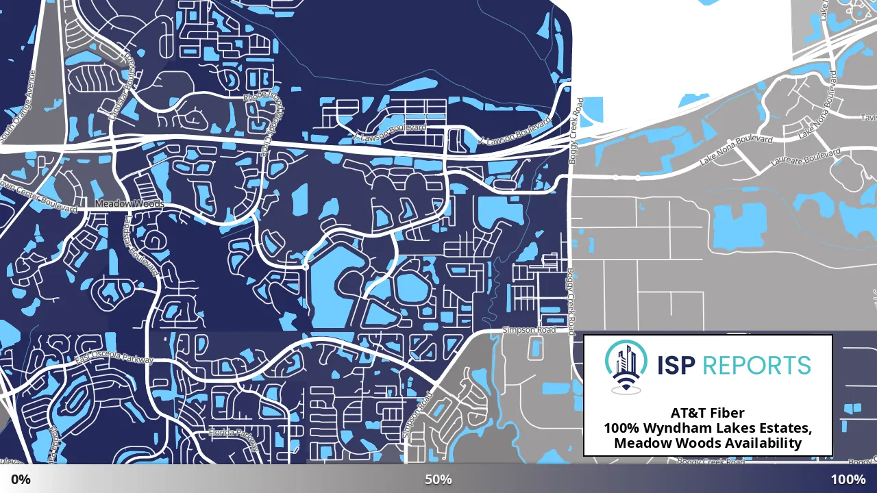 Wyndham Lakes Estates, Meadow Woods, FL map of internet availability