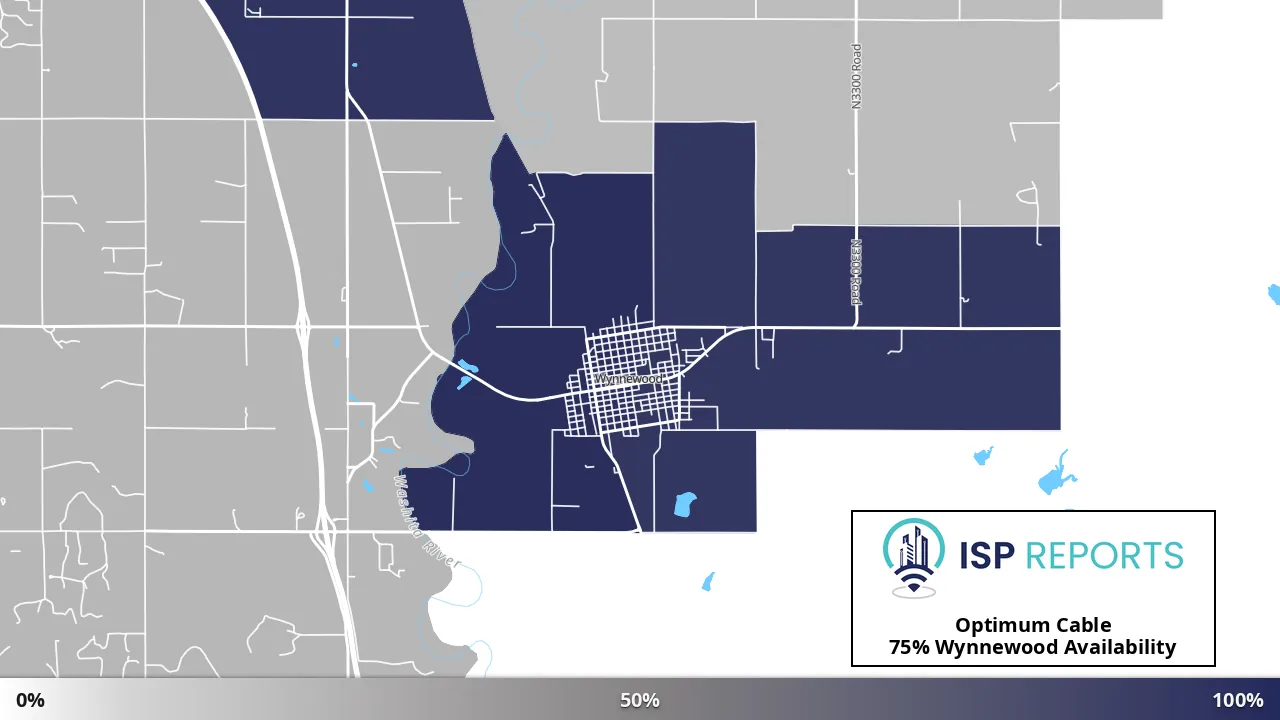 Wynnewood, OK map of internet availability