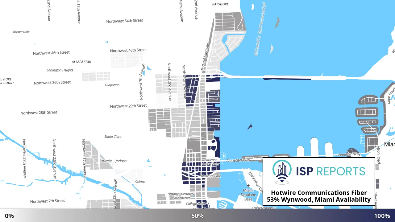 Wynwood, Miami, FL map of internet availability