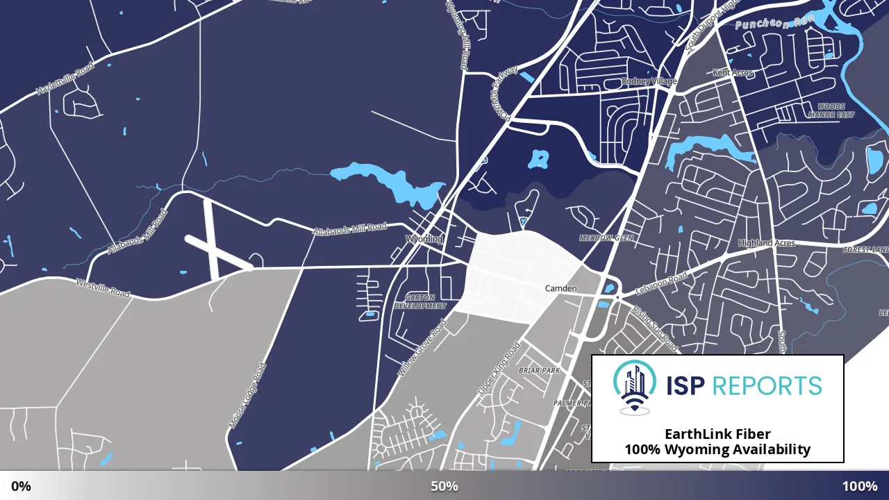 Wyoming, DE map of internet availability