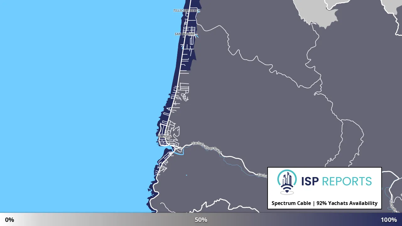 Yachats, OR map of internet availability