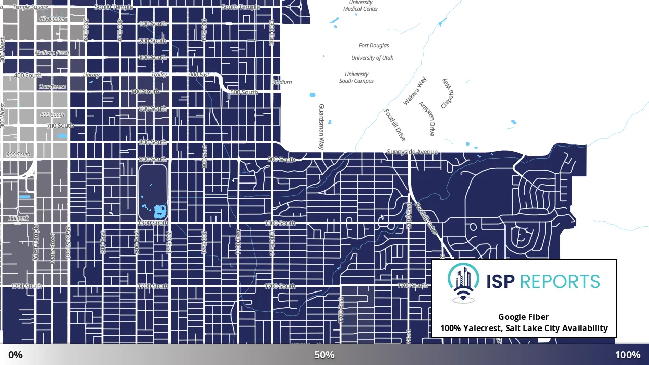 Yalecrest, Salt Lake City, UT map of internet availability