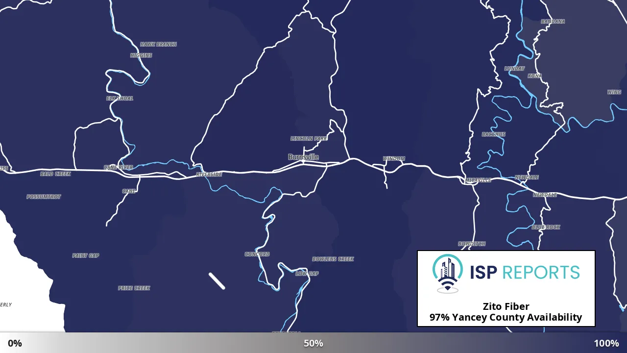 Yancey County, NC map of internet availability
