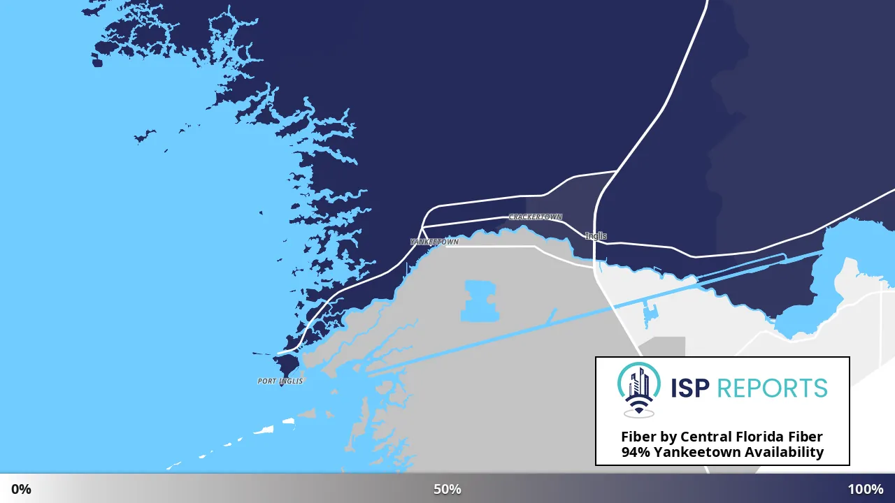Yankeetown, FL map of internet availability