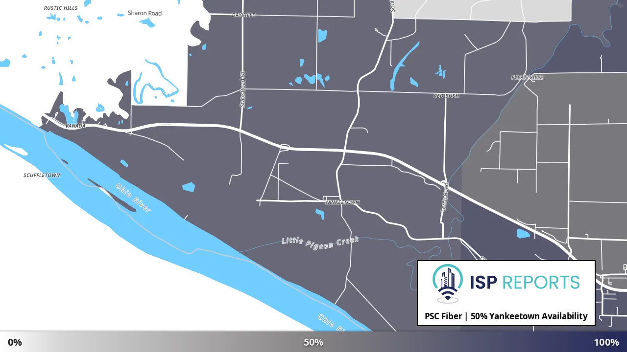 Yankeetown, IN map of internet availability