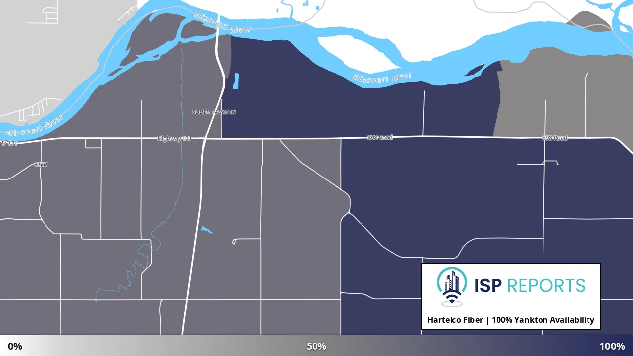 Yankton, NE map of internet availability
