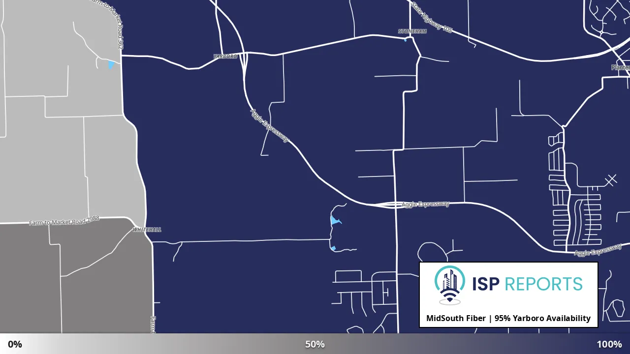 Yarboro, TX map of internet availability