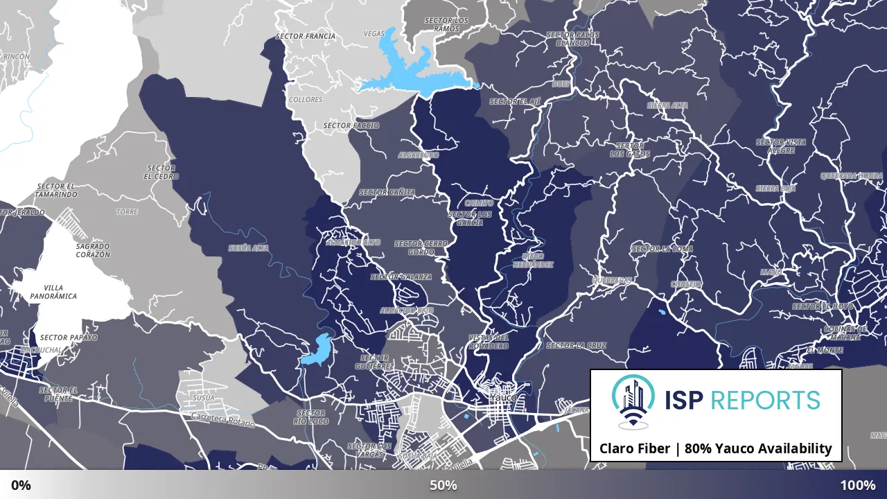 Yauco, PR map of internet availability
