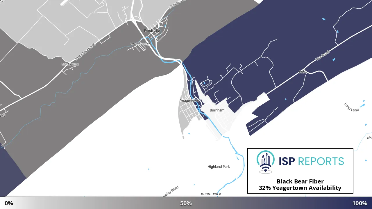 Yeagertown, PA map of internet availability