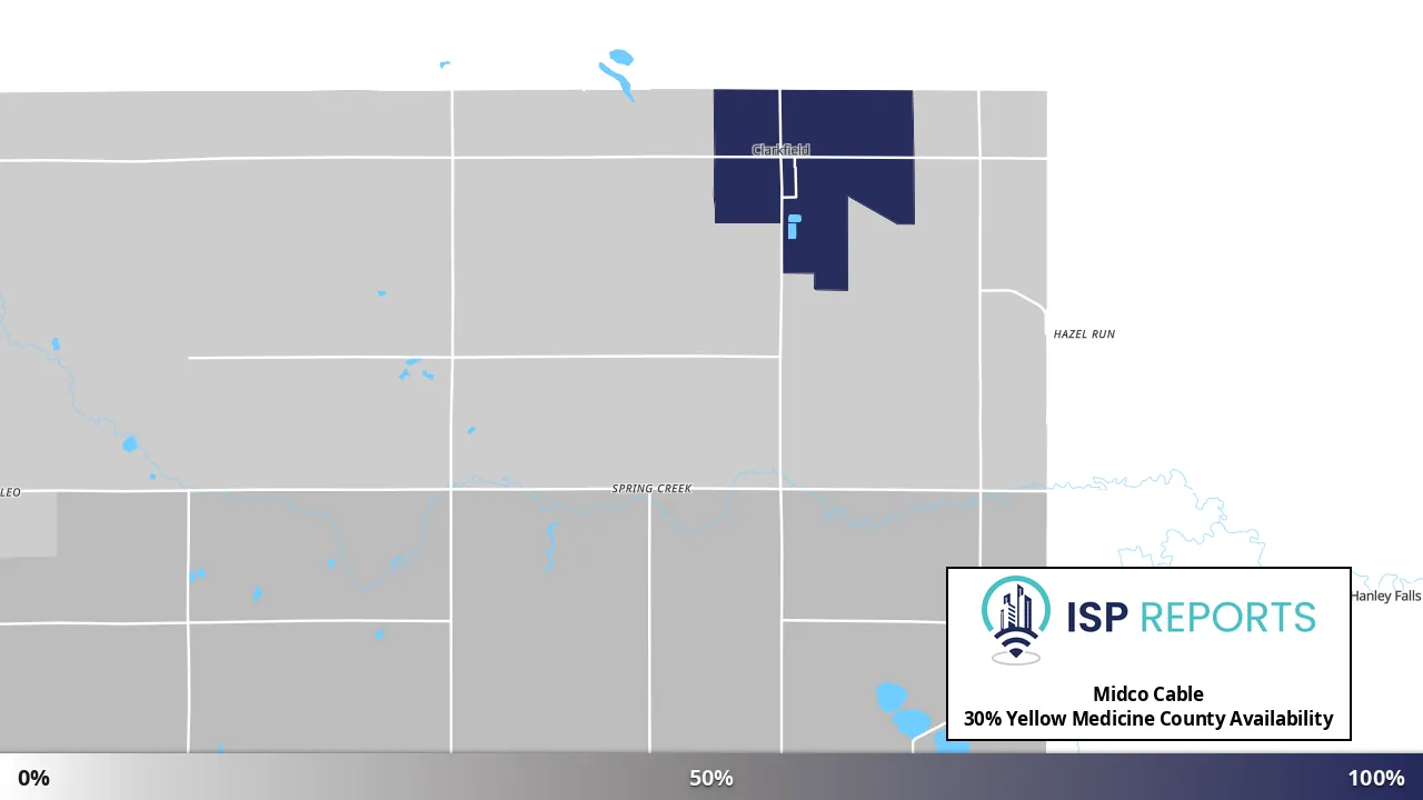 Yellow Medicine County, MN map of internet availability