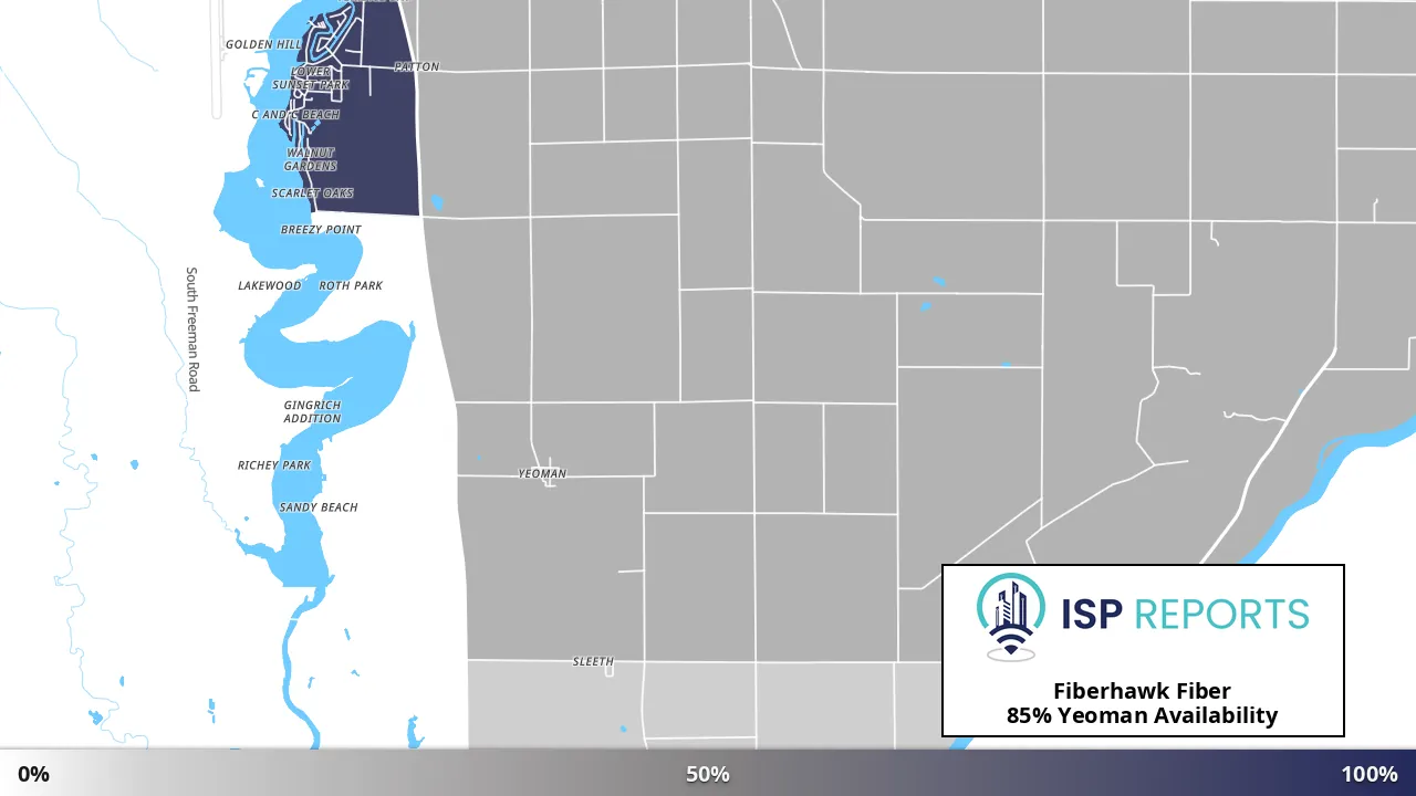Yeoman, IN map of internet availability