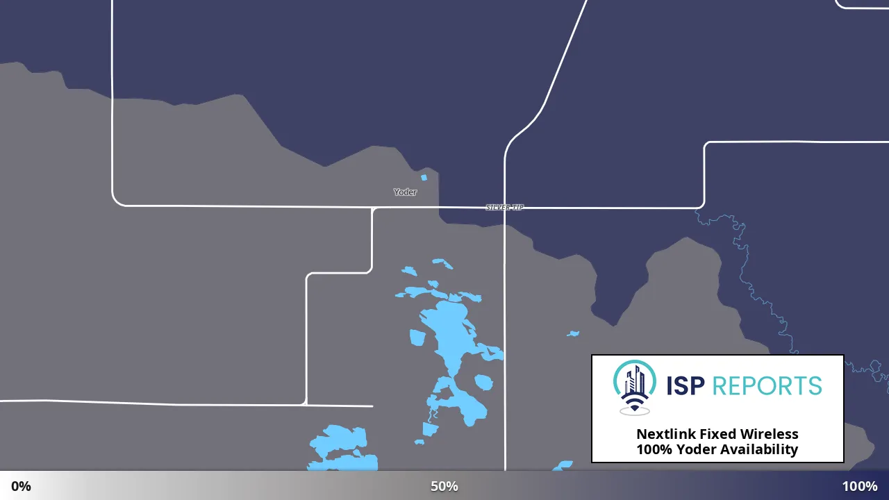 Yoder, WY map of internet availability