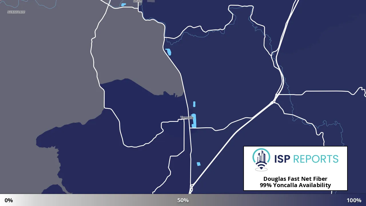 Yoncalla, OR map of internet availability